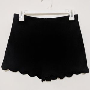 Black Scalloped Shorts